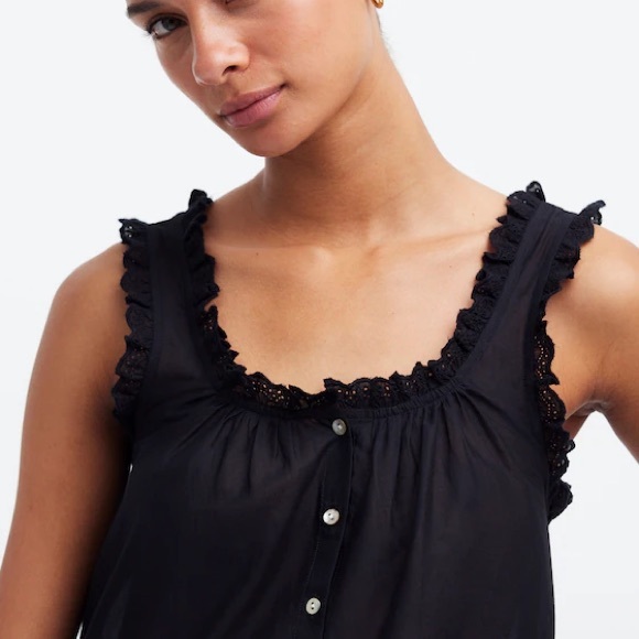 Madewell Embroidered Ruffle-Trim Top - Picture 3 of 9